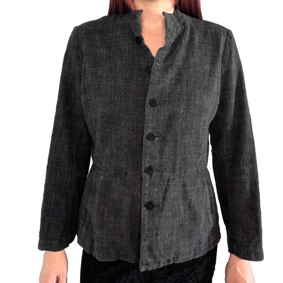 Eileen Fisher Jackets & Blazers - Eileen Fisher Linen Blend Grey Blazer Jacket Petite | MP